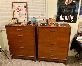 Pair of matching Drexel mid century modern tall chests