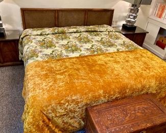 Henredon King bed with gorgeous crushed velvet coverlet