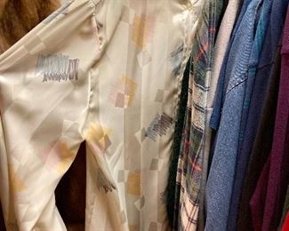 80's silk blouse with pastel geometric print