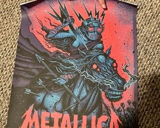 Hand screen printed Metallica poster from their 2014 show in Birmingham. Very cool.