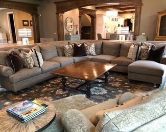 Walter E. Smithe (4) piece sectional with chaise 38"H x 32" seat height. Sections measure 86", corner 77", 53" and chaise 33" 
