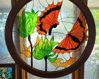 Vintage Butterfly Stained Glass Art