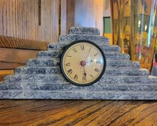 Vintage Galliano Art Deco Stone Clock