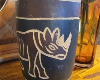 Vintage Carved Wood / Hide Drum