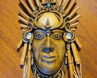 Vintage Mask Accented with Bamboo, Robe & Shells