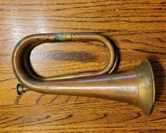 Vintage Brass Field Bugle with Chain