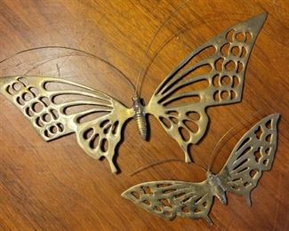 Large Mid-Century Brass Butterfly Wall Art