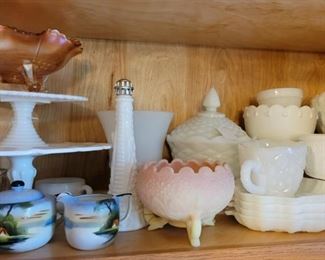 Vintage Assortment of Dishes, including Fenton Pieces