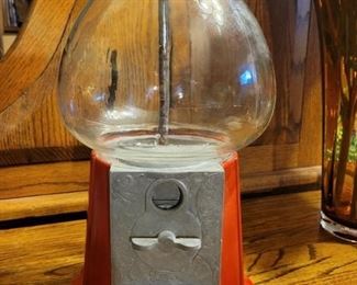 Vintage Red Head Fish Bowl Bubble Gum Machine