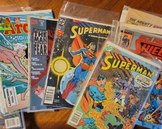 Many, Many Vintage Comic Books - with Protective Wrappings - Superman, Etc. Etc.