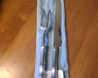 Bamboo handles serving knife/fork