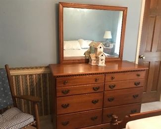 Antique oak chest of drawers with mirror 