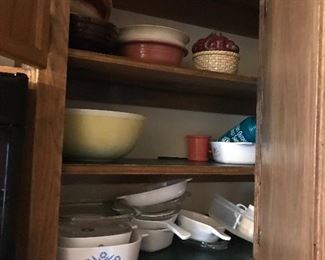 Corning ware, pyrex, vintage canisters 