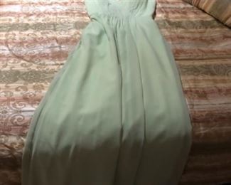Floor length mint green gown