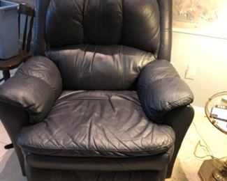 Navy blue leather rocker recliner