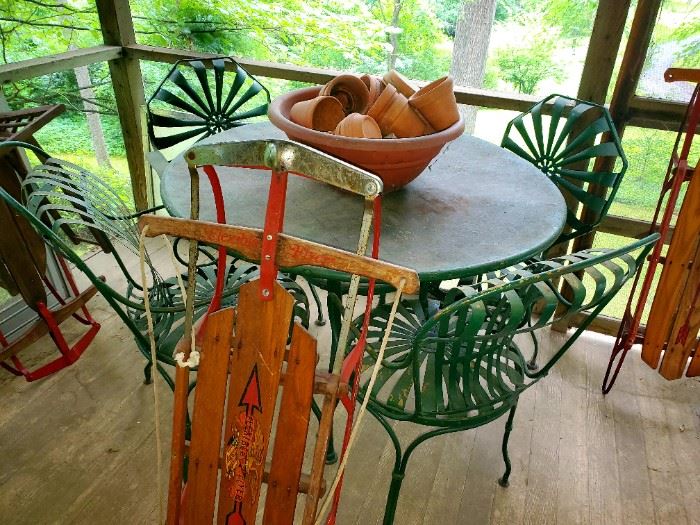 Vintage, patio set, sleds, rail sleds