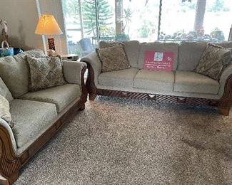 MATCHING SAGE GREEN SOFA AND LOVESEAT