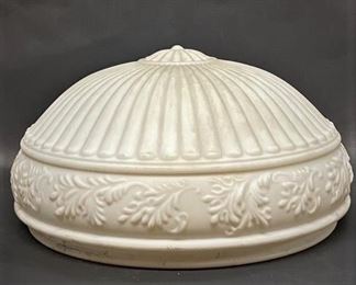 Antique milk glass ceiling light fixture shade globe with satin finish.