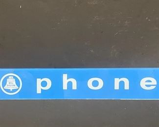 Bell Systems glass public payphone booth sign  ...To Register and To Bid go to https://capitolsalesservices.hibid.com