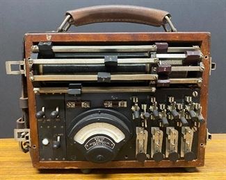 Western Electric telephone line test with four telegraph keys ...To Register and To Bid go to https://capitolsalesservices.hibid.com