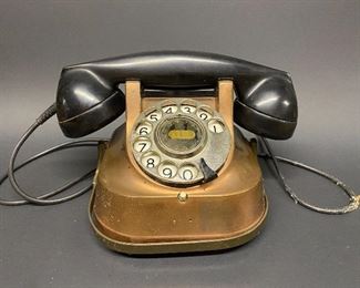 1930s telephone with carry handle from Belgium (Photos by BC of Capitol Sales Services ) ...To Register and To Bid go to https://capitolsalesservices.hibid.com..