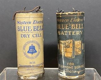 Western Electric Blue Bell Dry Cell batteries  (Photos by BC of Capitol Sales Services ) ................To Register and To Bid go to https://capitolsalesservices.hibid.com..