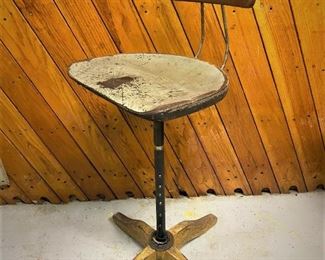 Western Electric tall telephone switchboard operator's stool chair, circa 1920  (Photos by BC of Capitol Sales Services ) ........To Register and To Bid go to https://capitolsalesservices.hibid.com
