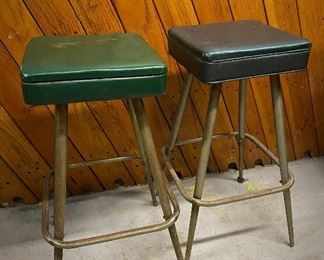 Pair of vintage mid century tubular framed industrial stools