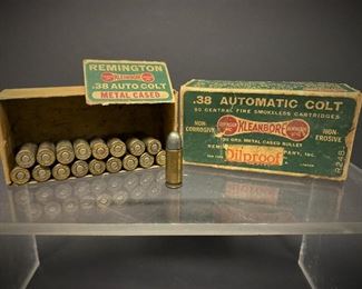 Vintage Remington .38 Automatic Colt Bullets and box