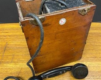 Vintage Chinese portable camp telephone