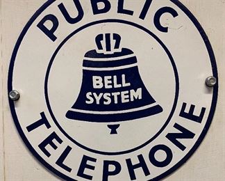 Small round enamel Bell System Public Telephone sign