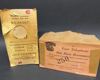 Vintage telephone repairman notices  ...To Register and To Bid go to https://capitolsalesservices.hibid.com..
