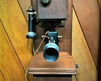 Antique magneto two box wall telephone