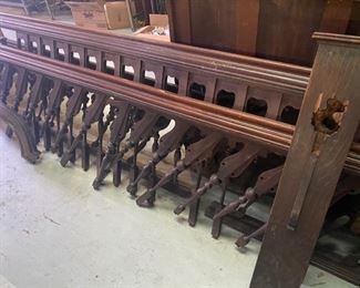 Antique architecture staircase rails posts etc that came from New York . This is a smaller section of the Victorian stairs. There is more sections that will be sold all together. ...........To Register and To Bid go to https://capitolsalesservices.hibid.com..