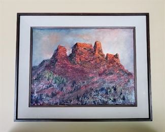 Sunrise on Sedona Rocks framed painting by Lois Holler
