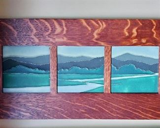 Riverscape by MOTAWI Tileworks (three framed tiles)