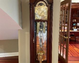 PRESALE:  Howard Miller Cherry tall cased, transcendent triple chiming Grandfather clock,  $1800