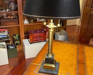 Black and brass desk lamp