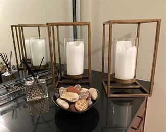Brass candle holders and decor