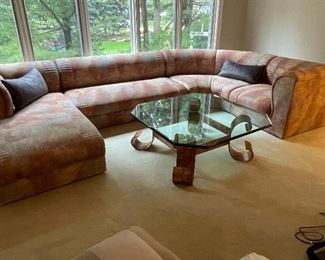 Sectional / glass top cocktail table