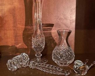 Waterford vases and gavel