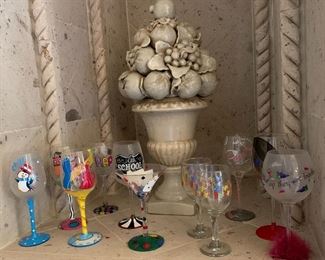 Assorted Hand Painted Glassware