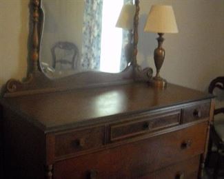 ANTIQUE DRESSER WITH MIRROR