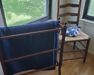 quilt rack and chair