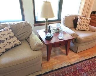 Upholstery Overstuff chairs and side table