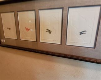 art set of 4 signed airplanes