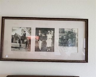 Framed vintage newsclipping and photos turning back the time