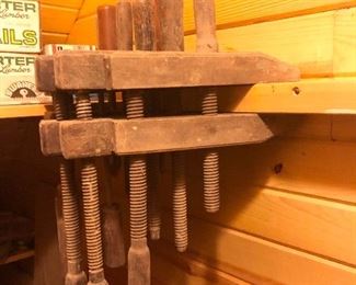 Antique wooden clamps