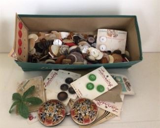 box of vintage buttons