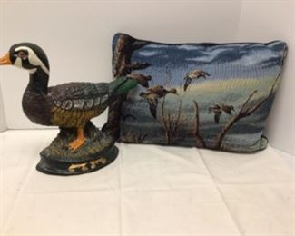 Duck Iron Doorstop with Pillow 